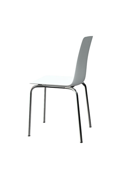 Metallica Concept Casella Dalmi Krom Ayak Plastik Sandalye Mutfak Salon Çalışma Sandalyesi Beyaz 4 Lü Takım