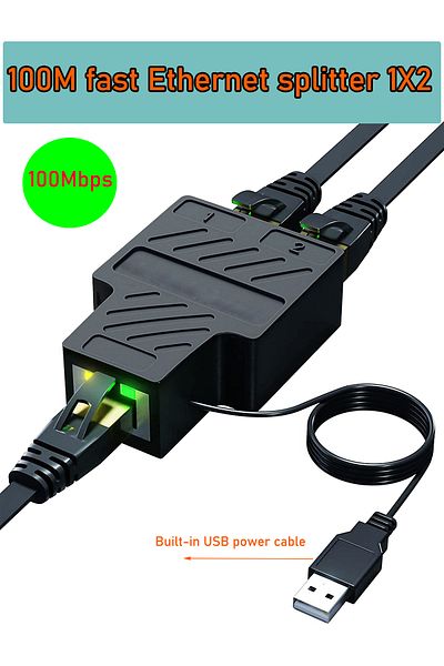 Choice اختر طراز 100Mbps 1X2 موزع شبكة إيثرنت لأجهزة الكمبيوتر المحمولة موزع شبكة RJ45 1 بوصة