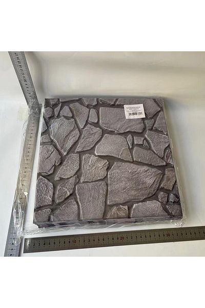 Flippy Set 10 Plăci Tapet Flippy 3D Autocolant Pietre, Perete Bucătărie 30x30 cm, Gri, Ușor de Curățat