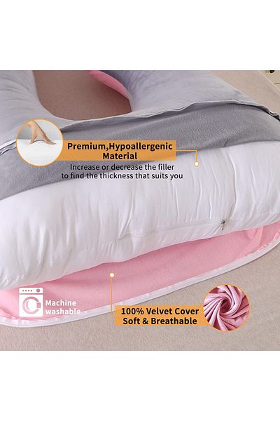 fulina G Shaped Pregnancy Pillows,with Removable Cover, Relieve Fibromyalgia,Gift for Pregnant Mother