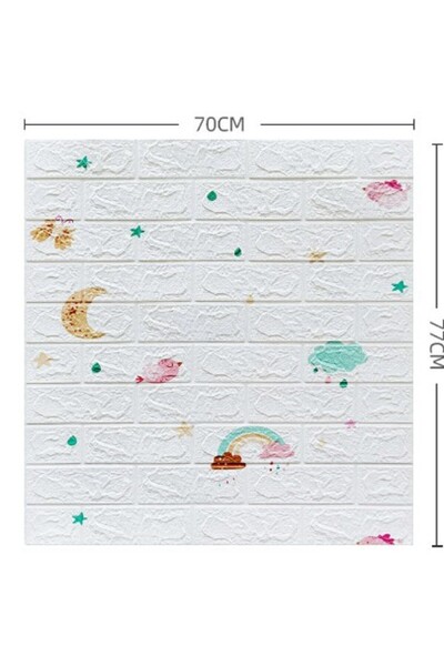 Flippy Σετ 10 πλακιδίων ταπετσαρίας Flippy 3D, 70x77cm, 3mm, πολυαιθυλένιο, τύπου τούβλου, με σχέδιο ουράνιου τόξου, 5,3 τ.μ., λευκό