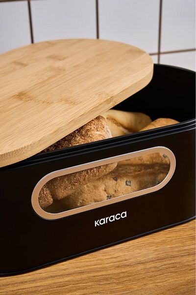 Karaca   Premium Black Bread Box and Storage Container, with Gift