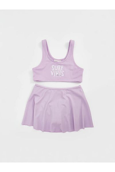 LC Waikiki LCW Kids Lilac Quick Dry UV Protection Μπικίνι για κορίτσια με φούστα