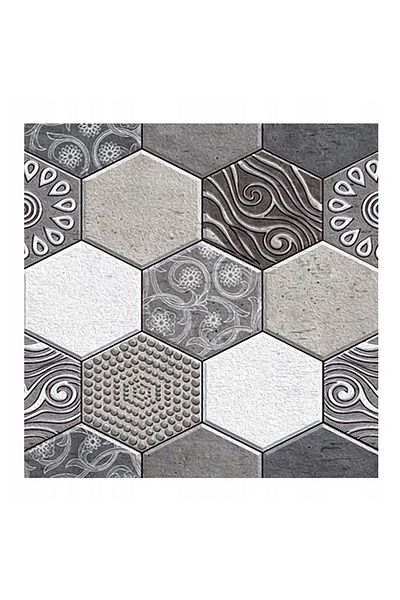 Flippy 10 Placi Tapet Flippy Autocolant 3D Imitatie Marmura Hexagonala Perete Bucatarie 30x30 cm Gri