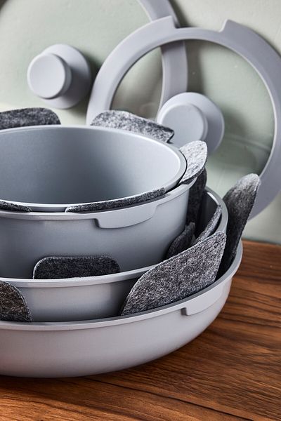 Perotti Beta Grey 15-Piece Induction Ceramic Coating Cookware Set with Clip Removable Handles