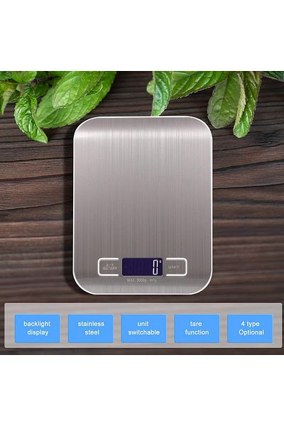 COOYA Kitchen Digital Scale, Stainless Steel, for Cooking Baking(Silver, Range 10Kg)