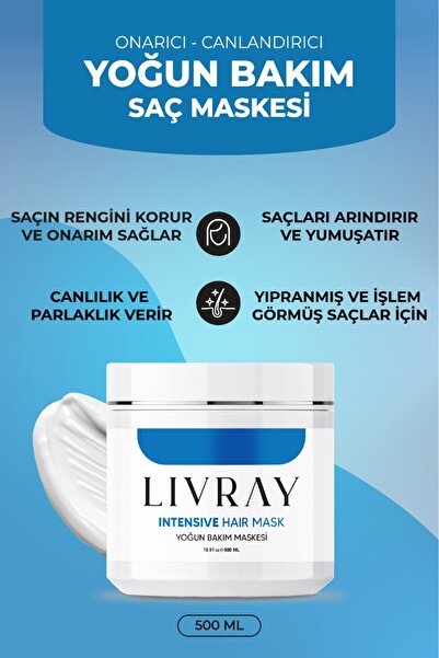 Livray Çok Yıpranmış Ve Aşırı Işlem Görmüş Saçlar Için Yoğun Onarıcı Bakım Ma...