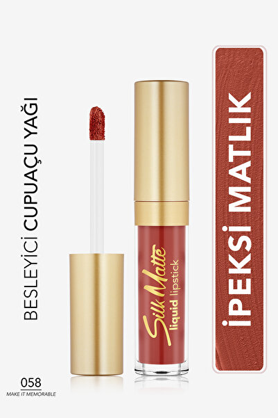 Flormar Silk Matte Yüksek Pigmentli & Mat Bitişli Nemlendirici Likit Ruj-8682536076616- 58 MAKE IT MEMORABLE