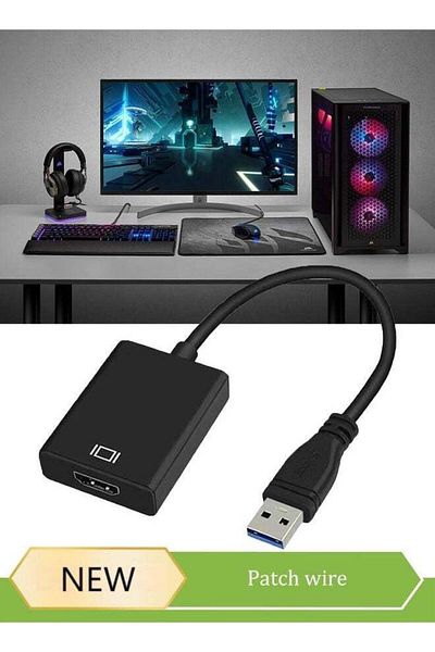 Generic محول USB إلى HDMI، محول فيديو وصوت USB 3.0 إلى HDMI بدقة 1080 بكسل لتوصيل الكمبيوتر الشخصي والكمبيوتر المحمول بالشاشة