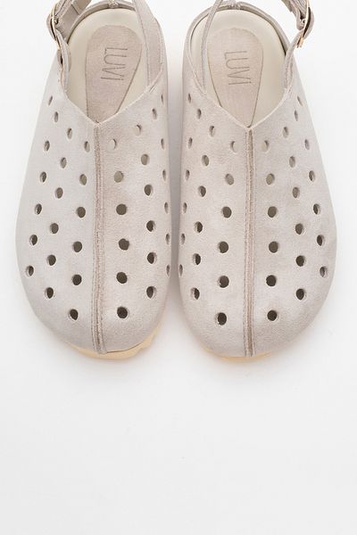 LuviShoes Sandale de damă JUSTA din piele naturală din piele de căprioară bej