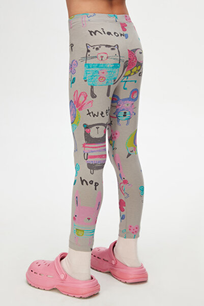 LOVETTI Moon GrAy Chirping Animals Summer Patterned Tights for Girls