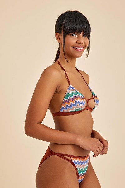 Amarelle Hawaii Mocha Balensiz Üçgen Boyundan Bağlamalı Bralet Bikini Üst