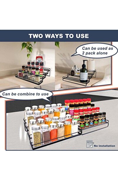 Yelajoy 4-Tier Spice Organiser, Ladder-Type, With Protective Rails, Made of Metal, Suitable for Cupboards