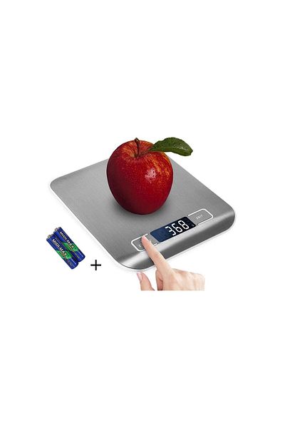 COOYA Kitchen Scale, 5Kg x 1g Food Diet Weight Slim LCD Electronic, Stainless Surface