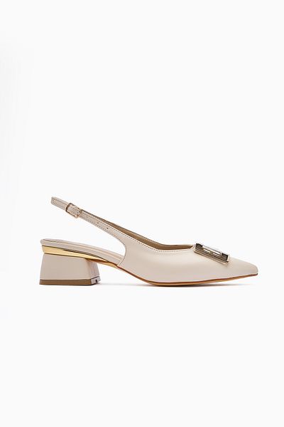 Limoya Tiana Beige Accesoriu Pantofi cu toc scurt, balerini cu toc cu vârf ascuțit