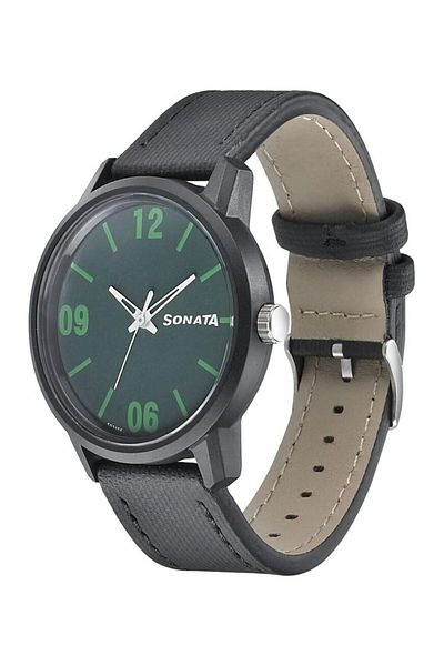 Generic Sonata Volt Plus Water Resistant Green Dial Analog Watch For Men 77085Pl04