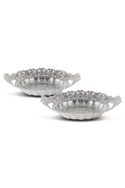 Sena 2 Pieces Motif Oval Date Bowl, Sugar Bowl, Snack Bowl, Turkish Delight Bowl (430-2)
