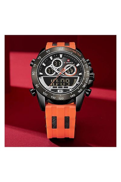 Generic Naviforce Mens Waterproof Sport Watches Leather Digital Analog Watch Luxury Casual Dual Time
