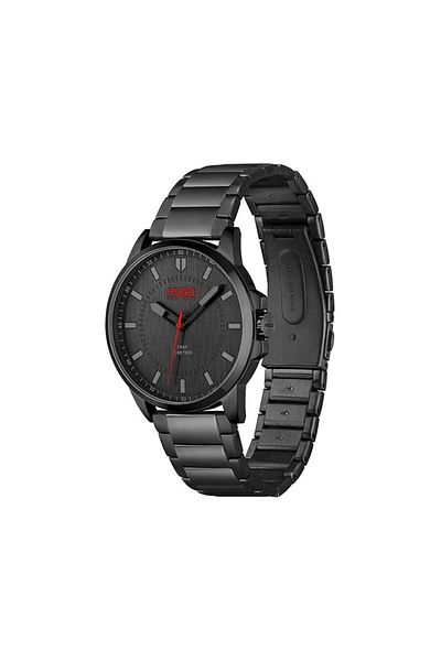 Generic Hugo Men Quartz Stainless Steel And Link Bracelet Casual Watch Color Black Model 1530187