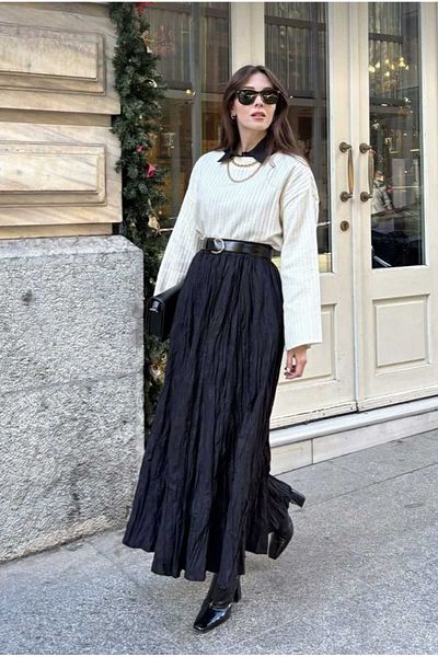 Mrs.idea Γυναικεία Μακρυά Φούστα Hijab με ζάρωμα