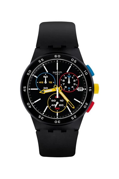 Generic Swatch Black One Chronograph Quartz Black Dial Men Watch Susb416