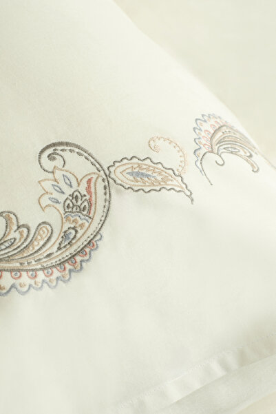 Karaca Home Alessa Вишитий 100% бавовняний двоспальний комплект постільної білизни білого кольору