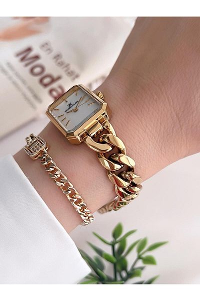 Daniel Klein 30 Mt Water Resistant Women's Wristwatch and Bracelet with Steel Chain Design Cord