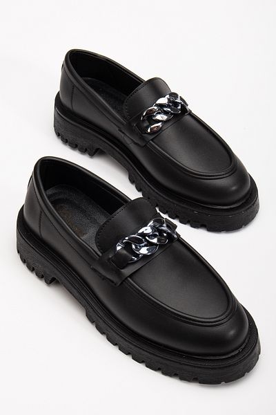 Zegeshoes Дамски мокасини с черни мокасини с дълги подметки и вериги