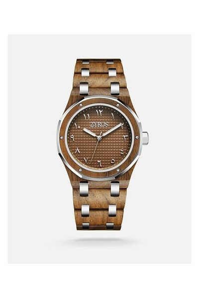 Generic Zyros Men Watch With Wooden Strap And Steel