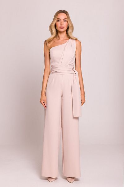 Made of Emotion One-shoulder jumpsuit with tied sashes