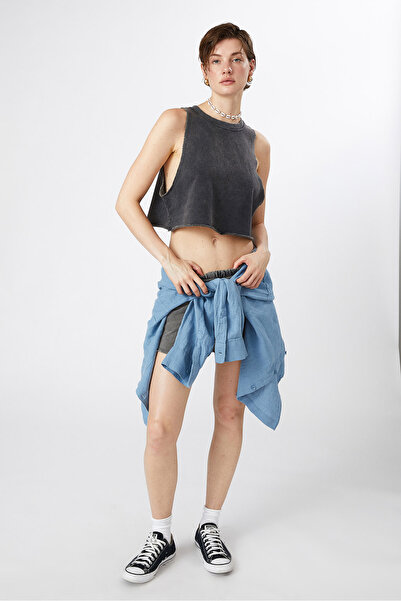 Beyyoglu Yıkamalı Kolsuz Croptop