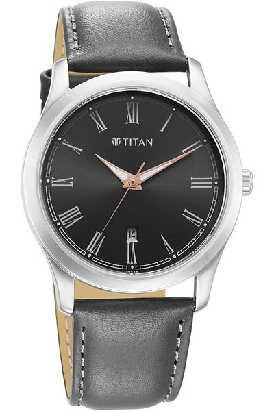 Generic Titan Quartz Analog With Date Anthracite Dial Watch For Men 1823Sl06