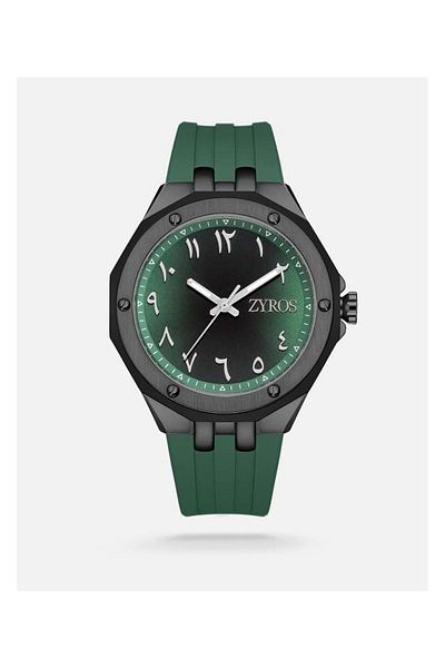 Generic Men Watch With A Green Rubber Strap