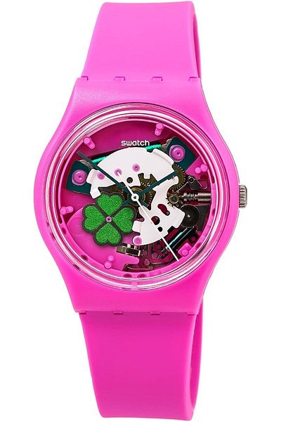 Generic Swatch Gent Lacquered Quartz Silicone Strap Pink 16 Casual Watch Model Gp147 Pink Quartz Watch