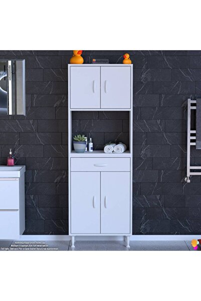 Modilayn ARDA Banyo Dolabı 55x173x32,5cm 1 çekmece 4 kapak ve 5 raflı İhtiyaca uygun kolay kurulum