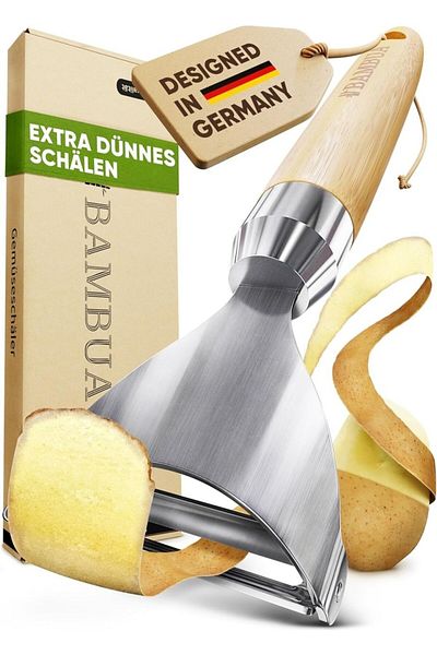 Bambua Bambua vegetable/fruit peeler, stainless steel/bamboo, silver/natural