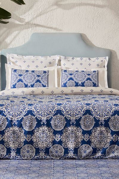Karaca Home Set cuvertură de pilota dublă Leodinas 100% bumbac Albastru