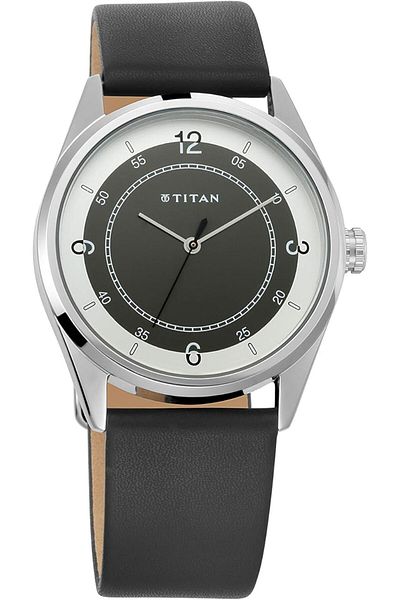 Generic Titan Men Leather Neo Analog Gray Dial Watch 1729Sl04 1729Sl04 Nr1729Sl04 Band Color Brown