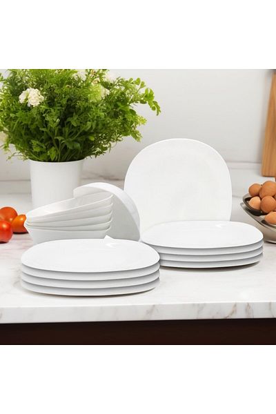 Melrich 12 Pcs Opal ware Dinner Set Dishwasher safe, BPA-free, Freezer safe Lightweight