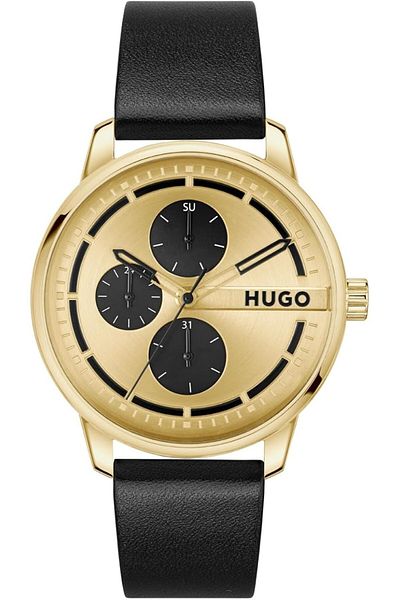 Generic Hugo Boss Stamp Multi Mens Gold Dial Ionic Plated Thin Gold Steel Watch 1530367