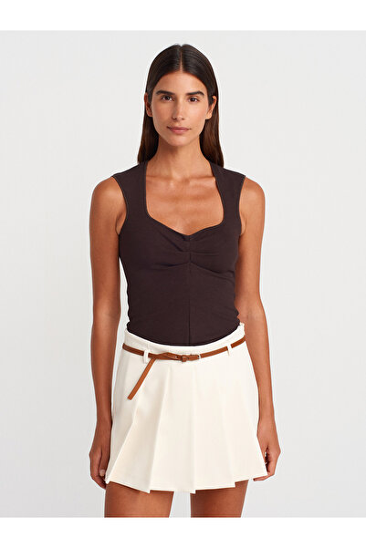 Dilvin 31703 Büzgü Detaylı Top-Koyu Kahve