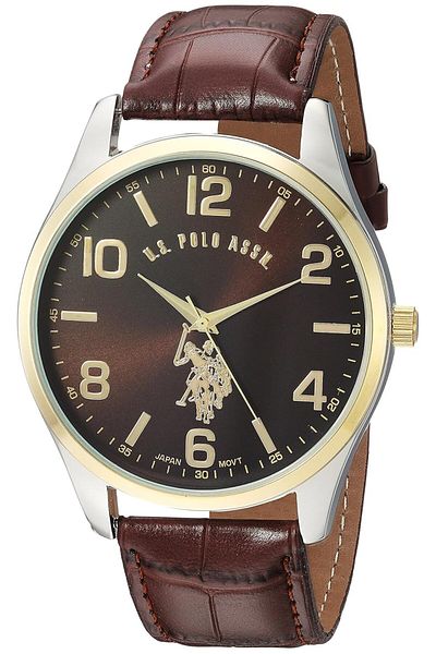Generic U.S. Polo Assn. Mens Quartz Watch Analog Display And Leather Strap Usc50225