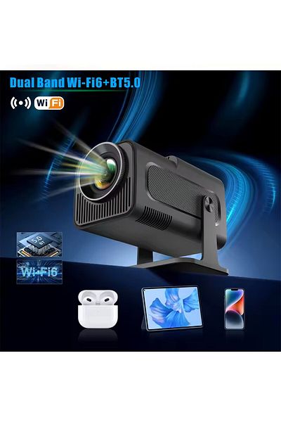 Choice Au Plug Hy320 Mini Smart Projector 4k Android 11 Dual Wifi6 200 Ansi Allwinner H713 Bt5.0 1080