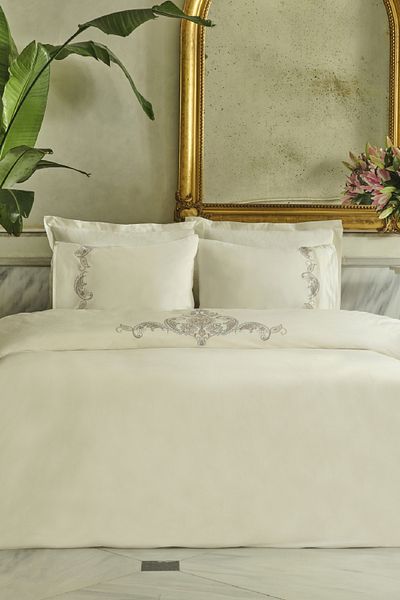 Karaca Home Alessa Embroidered 100% Cotton Double Duvet Cover Set White