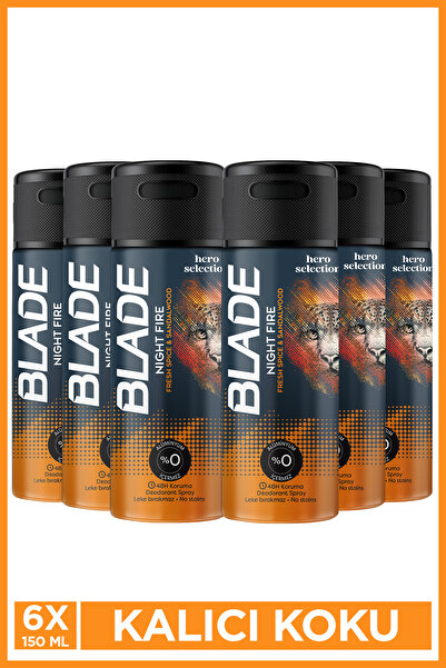 Blade Hero Selection Serisi Night Fire Erkek Deodorant 6x150 Ml Leke Bırakmaz