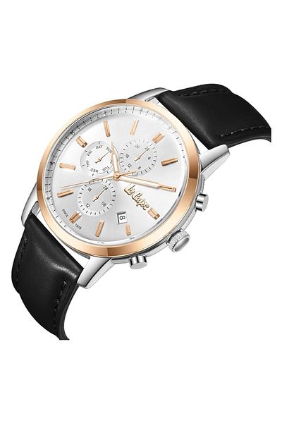 Generic Lee Cooper Men Jp15 Movement Watch Multi Function Display And Leather Strap Lc08085 531 Silver Strap