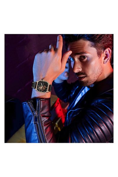 Generic Mens Big Face Watch Dual Time Zone Leather Strap Sport Watch Analog Quartz Wrist Watch With