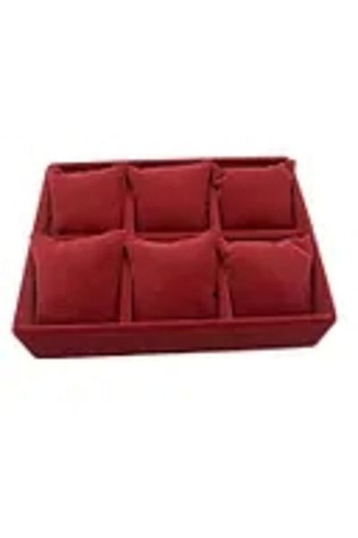 MeGass Dekor Organizator de bijuterii cu sertar căptușit, acoperit cu piele de căprioară, culoare burgundă, 24/18 cm