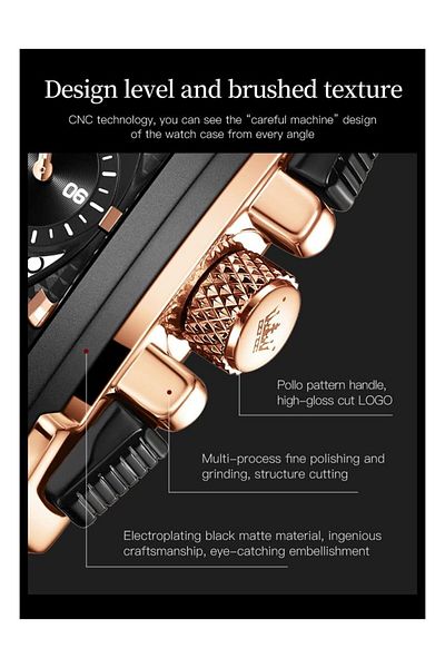 Generic Olevs Watches For Men Quartz Chronograph Leather Fashion Dress Watch Date Waterproof Luminous Casual