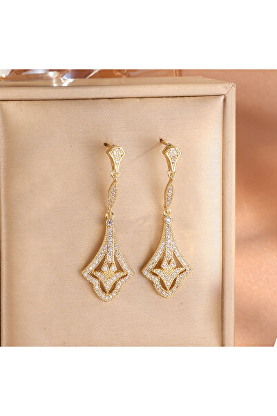 Choice Gold Color ZAKOL Vintage Sliver Color Shiny Zircon Drop Earrings for W...